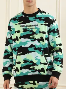 Karl Lagerfeld Camouflage Printed Cotton Sweatshirt