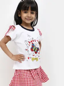 V-Mart Girls Pure Cotton Printed Top With Skirt