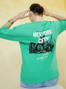 Styli Oversized NYC Graphic Drop Shoulder Longline T-Shirt