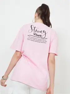 Styli Strong Vibes Typography Back Print Oversized Longline T-shirt