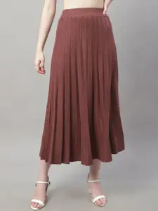 NoBarr Pleated Woolen Midi A-Line Skirt