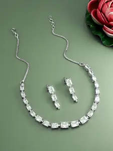 aadita Stone-Studded Choker Necklace and Earrings Set