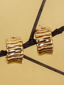 Jewelz Gold-Plated Contemporary Half Hoop Earrings