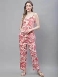 TAG 7 3 Piece Tropical Printed Pure Cotton Night Suit With Shrug