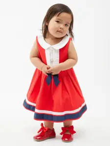One Friday Red Peter Pan Collar Fit & Flare Dress
