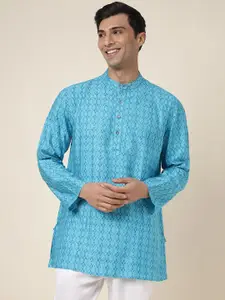 Fabindia Geometric Printed Band Collar Kurta