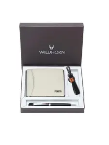 WildHorn Men Leather Wallet, Keychain & Pen Accessory Gift Set