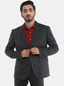 V-Mart Checked Cotton Single Breasted Blazers
