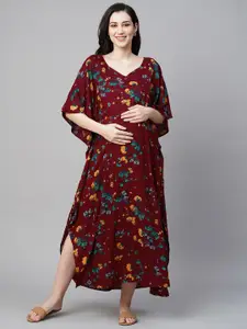MomToBe Floral Printed Maternity Kaftan Maxi Sustainable Nightdress