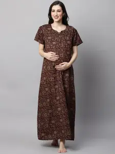 MomToBe Floral Printed Maternity Maxi Sustainable Nightdress