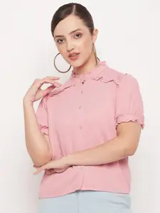 Madame Puff Sleeve Pleated Cotton Shirt Style Top