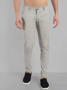 Majestic Man Smart Self Designed Mid Rise Slim Fit Trousers