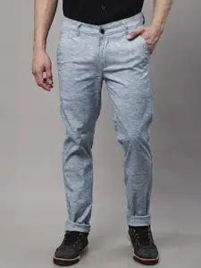 Majestic Man Smart Textured Mid Rise Slim Fit Cotton Trousers