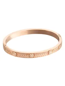 Roberto Cavalli Rose Gold Plated Intricate Textured Love Bangle
