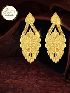 Vighnaharta Gold Plated Floral Drop Earrings