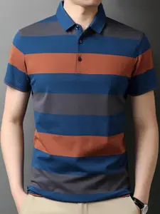 Eyebogler Striped Half Sleeve Cotton Polo T-shirt