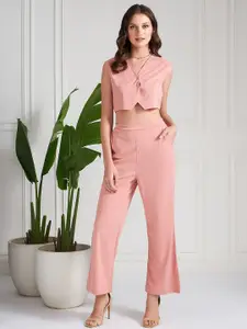 Athena V-Neck Crop Top With Trousers Co-Ords