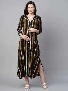 MomToBe Striped Slit Maternity Midi Shirt Sustainable Dress