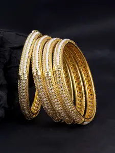 Sukkhi Set Of 4 Gold-Plated Stones-Studded Bangles