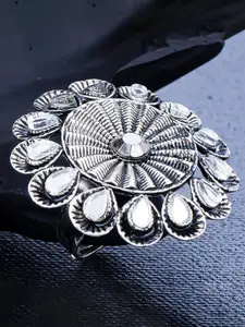 Sukkhi Silver-Plated Stone-Studded Adjustable Finger Ring