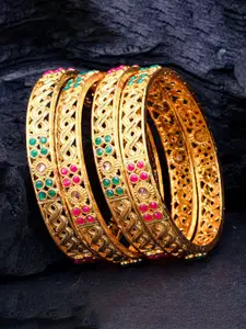 Sukkhi Set of 4 Gold-Plated Artificial-Studded Bangles