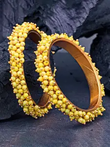 Sukkhi Set Of 2 Gold-Plated Bead Studded Bangles