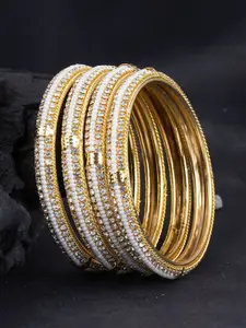 Sukkhi Set of 4 Gold-Plated Artificial Stones and Beads Bangles