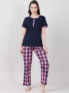 mackly Checked Pure Cotton Night Suit