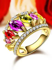 Sukkhi Gold-Plated Crystal-Studded Finger Ring