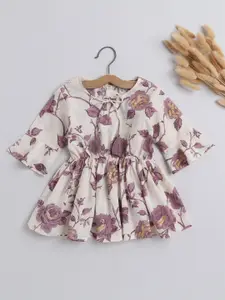 The Magic Wand Girls Floral Printed Bell Sleevse Cotton Peplum Top