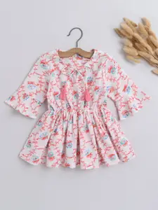 The Magic Wand Girls Floral Printed Bell Sleevse Cotton Peplum Top