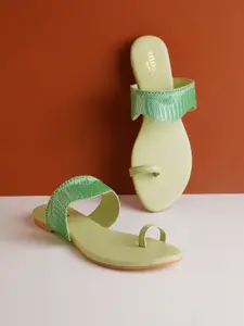 Anouk Ethnic Embellished Fabric Open One Toe Flats