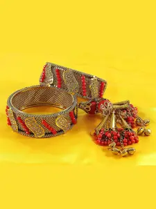 NMII Set Of 2 Gold-Plated Zircon Studded Latkan Kada Bangles