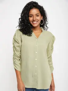 Ruhaans Classic Ruched Detail Casual Shirt