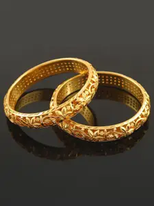 Jewar Mandi Set of 2 Gold-Plated Etching Work Bangles