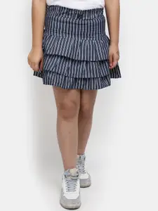 V-Mart Girls Striped Denim Flared Skirt