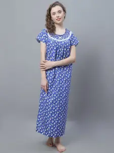 Shararat Floral Printed Pure Cotton Maxi Nightdress