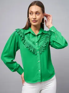 DELAN Shirt Collar Lace Up Shirt Style Top