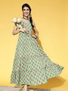 Yufta Floral Printed Tiered Maxi Dress