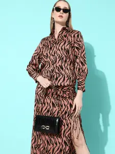 ANVI Be Yourself Zebra Print String Up Skirt with Shirt