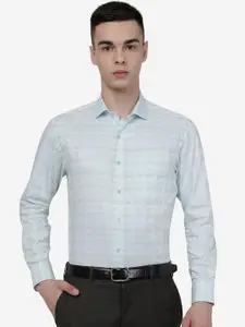 METAL Slim Fit Geometric Printed Opaque Striped Formal Shirt
