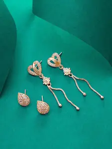 aadita Set Of 2 Rose Gold Plated Classic Drop Earrings