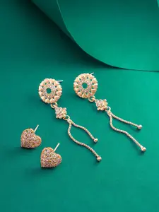 aadita Set of 2 Rose Gold Plated Classic Drop Earrings