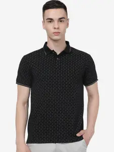 Greenfibre Geometric Printed Polo Collar Slim Fit T-shirt