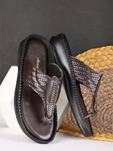 Azzaro Black Men Woven Design Comfort Sandals