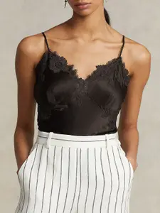Polo Ralph Lauren Self-Design Shoulder Straps Pure Silk Top