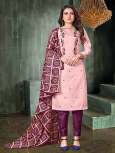 Angroop Embroidered Art Silk Unstitched Dress Material