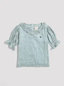 Tiny Girl Floral Printed Puff Sleeves Top