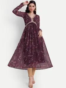 ISAM Printed Anarkali Midi-Length Ethnic Dress
