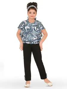 CELEBRITY CLUB Girls Printed Top With Trousers